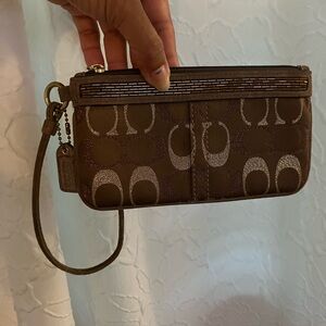 Coach Brown Clutch with Signature Monogram